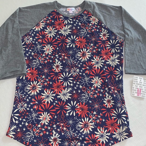 ⭐️ July 4th Baseball Tee 💥 Medium LuLaRoe Randy - Picture 1 of 5